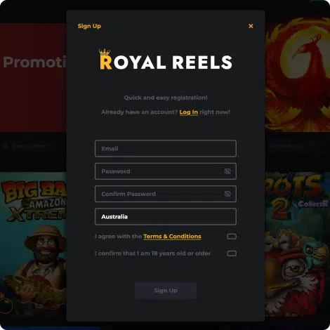 Royal Reels - Sign Up