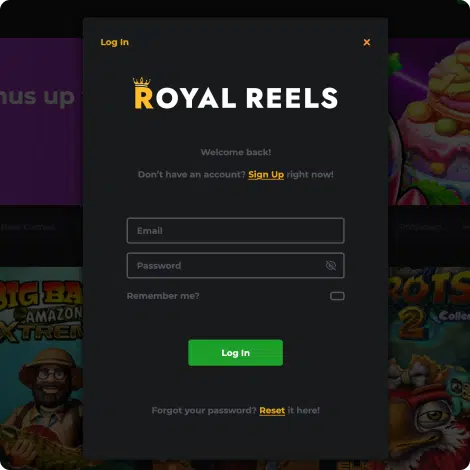 Royal Reels Login into Account